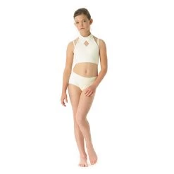 Diamond Top For Kids Ivory White 7 Diamond Top For Kids Ivory White -Pole Dancing Clothing Store set for kids ivory white front Poledancerka