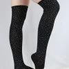 Rhinestone Knee High Football Socks Black