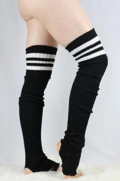 Football Extra Long Stirr-up Knit Legwarmers Black/White -Pole Dancing Clothing Store 27017958 8DD3 491C 8F26 5BFE2745BBA0 1 105 c 1