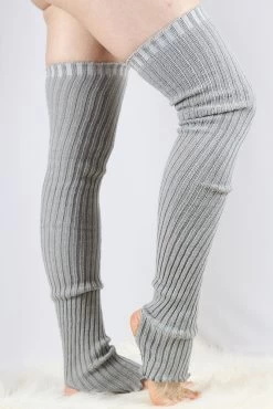 Extra Long Stirr-up Knit Legwarmers Grey