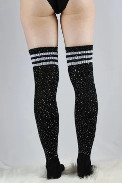 Rhinestone Knee High Football Socks Black White -Pole Dancing Clothing Store 5BC850AD AF67 446A B72E F6776A38C38F 1 105 c
