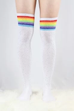 Rhinestone Knee High Football Socks White Rainbow -Pole Dancing Clothing Store 6D36BF93 01B3 46D7 967A 2D5B2B97CAA0 1 105 c