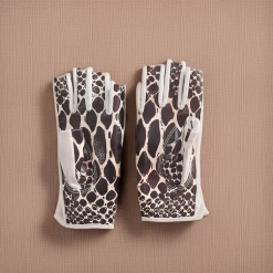 Gekko Sticky Snake Skin Gloves (White) -Pole Dancing Clothing Store AIimage1