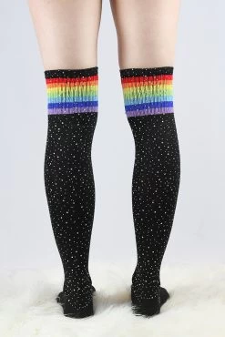 Rhinestone Knee High Football Socks Black Rainbow -Pole Dancing Clothing Store B4AE5238 D21A 4C51 A080 8EBA6DE5F2F4 1 105 c