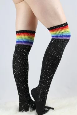 Rhinestone Knee High Football Socks Black Rainbow -Pole Dancing Clothing Store BB397D80 88CB 4CC1 BD02 8A949444514F 1 105 c 1