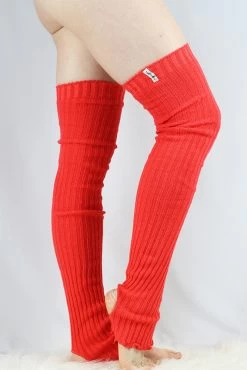 Extra Long Stirr-up Knit Legwarmers Coral