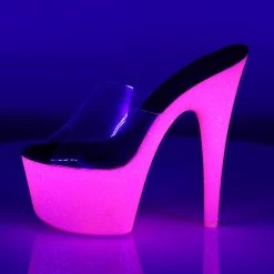 ADORE-701UVG Clear/Neon Hot Pink Glitter – Multiple Sizes -Pole Dancing Clothing Store adore 701uvg c nhpg05