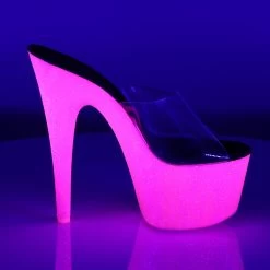 ADORE-701UVG Clear/Neon Hot Pink Glitter – Multiple Sizes -Pole Dancing Clothing Store adore 701uvg c nhpg13