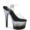 ADORE-708SS Clear/Black-Silver Multi Glitter -Pole Dancing Clothing Store adore 708ss cbsg