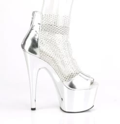 ADORE-765RM Silver Metallic Pu-RS Mesh/Silver Chrome -Pole Dancing Clothing Store adore 765rm smpu ms sch13