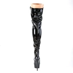 DELIGHT-3023 Black Stretch Patent/Black -Pole Dancing Clothing Store delight 3023 b m09