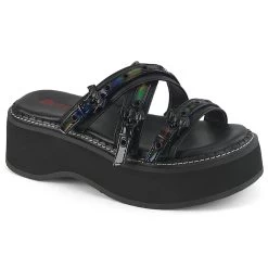 EMILY-07 Black Vegan Leather-Holo Patent
