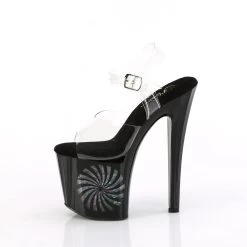 ENCHANT-708LT-PINWHE Clear/Black-Silver Glitter -Pole Dancing Clothing Store enchant 708lt pinwheel c b sg05