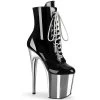 FLAMINGO-1020 Black Patent/Silver Chrome -Pole Dancing Clothing Store flamingo 1020 bch 1