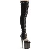 FLAMINGO-3027 Black Faux Suede-Faux Leather/Frosted Black -Pole Dancing Clothing Store flamingo 3027 bfspub