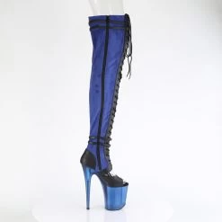 FLAMINGO-3027 Blue Faux Suede-Black Faux Leather/Frosted Blue -Pole Dancing Clothing Store flamingo 3027 blufs bpu b13