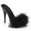 POISE-501F Black Satin-Marabou Fur/Black -Pole Dancing Clothing Store poise 501f bsa