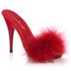 POISE-501F Red Satin-Marabou Fur/Red -Pole Dancing Clothing Store poise 501f rsa