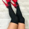 Black & Silver Sparkle Thigh High Socks -Pole Dancing Clothing Store pole dancing accessories sparkle socks