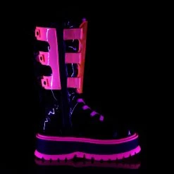 SLACKER-156 Black Patent-UV Neon Pink -Pole Dancing Clothing Store slacker 156 b uvpnk13