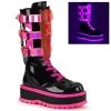 SLACKER-156 Black Patent-UV Neon Pink -Pole Dancing Clothing Store slacker 156 uvpnk