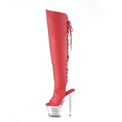 SPECTATOR-3019 Red Faux Leather/Clear-Silver Chrome -Pole Dancing Clothing Store spectator 3019 rpu c sch05