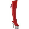 SPECTATOR-3019 Red Faux Leather/Clear-Silver Chrome -Pole Dancing Clothing Store spectator 3019 rpucsch